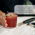 A Bar Above Black Handle Gold Blade Channel Knife, Premium Stainless Steel Garnish Tool for Cocktails, Citrus Peeler, Lemon Zester, Chef Tool for Garnishing and Drink Presentation