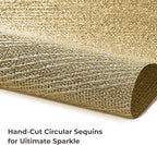 Leetaltree Gold Placemats Set of 6 - Heat Resistant Non-Slip Place mats for Dining Table, Washable Durable PVC Vinyl Woven Table Mats(Luxury Gold, 6)