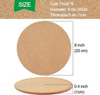 Cork Trivet, 6 Pack High Density Thick Corks Coasters Set for Hot Dishes, 8 Inch Heat Resistant Multifunctional Cork Trivets for Hot Dishes, Gray