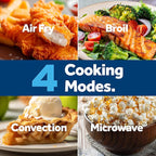 GE GCST10A1WSS 1.0 Cu Ft Convection Microwave Oven, 1050W Countertop Air Fry Microwave with Broil & Crisper Pan, Compact Stainless Steel Design