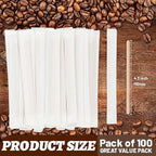 ANTETOK 100Pcs Wooden Coffee Stirrers Paper Wrapped 4.3Inch,Individually Wrapped Disposable Coffee Stir Sticks for Coffee,Tea,Cocktail and Hot Chocolate