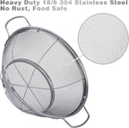 3 Pack 18/8 Stainless Steel Colander Sieves(5-Quart, 4-Quart and 3-Quart), Mesh Strainer Net Baskets with Handles & Resting Base for Strain, Drain, Rinse or Steam