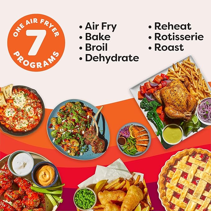 Instant Pot 10QT Air Fryer, 7-in-1 Functions with EvenCrisp Technology that Crisps, Broils, Bakes, Roasts, Dehydrates, Reheats & Rotisseries, Includes over 100 In-App Recipes, Stainless Steel