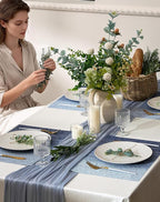 Leetaltree Gradient Blue Woven Placemats Set of 4 - Heat Resistant Non-Slip Place mats for Dining Table, Washable Durable PVC Vinyl Woven Table Mats(Gradient Blue, 4)