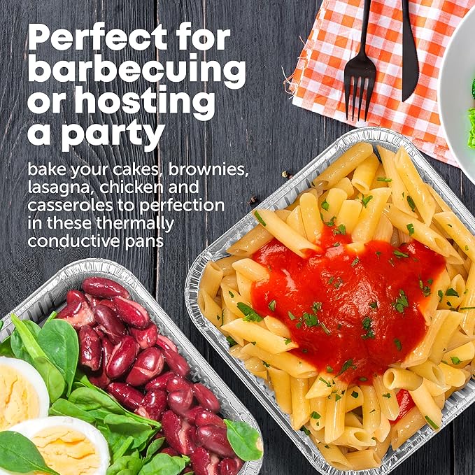 8x8 Disposable Aluminum Pans - 20 Pack Foil Pans For Cooking, Baking Cakes, Roasting & Homemade Breads - Disposable Food Containers