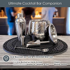 BREKX Insulated Ice Bucket for Cocktail Bar with Drink Shaker 5-Piece Cocktail Set for Parties with Lid and Scoop - Bartender Accessories, Bartending Kit for Home Bar or Gifting