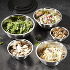 WHYSKO Stainless Steel Mixing Bowl Set, 10 Piece Stainless Steel Mixing Bowls with Lids Set for Food Prep Storage and Serving, Dishwasher Safe for Kitchen Baking Cooking, Silver