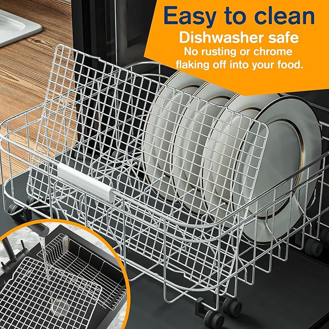 2PCS Cooling Racks for Cooking and Baking - 10" x 16"Heavy Duty Stainless Steel Wire Rack for Baking, Grilling, Roasting - Oven & Dishwasher Safe - Fits Half Sheet Pan（Silver）