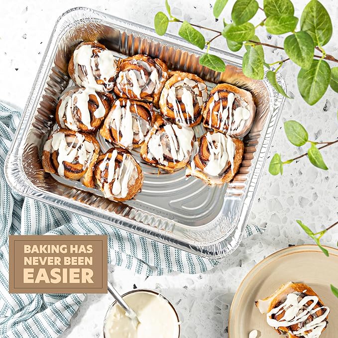 PLASTICPRO 25 Pack Aluminum Pans 9'' x 13" Disposable Pans with Covers Heavy Duty 10 lb Foil Pans for Baking and Cooking