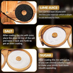 Margarita Salt Rimmer Set for Cocktails | 3 Tier Acacia Wood Glass Rimmer for Salt/Sugar/Lime Seasoning for Bloody Mary, Tequila | Drink Accessories for Bar (With Sponges)