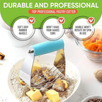Spring Chef Dough Blender, Top Professional Pastry Cutter, Heavy Duty Baking Tool with Stainless Steel Blades, Medium Size, Aqua Sky