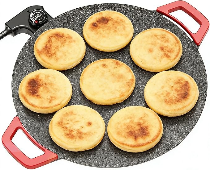 Smokeless Indoor Electric Grill & Nonstick Griddle – Compact, Fast-Heating Tabletop Grill for Steaks, Burgers, Pancakes, BBQ, and Everyday Indoor Cooking (Flat-15.7")