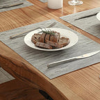 Leetaltree Silver Placemats Set of 12 - Heat Resistant Non-Slip Place mats for Dining Table, Washable Durable PVC Vinyl Woven Table Mats（Sliver, 12）
