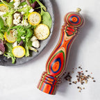 Baltique Marrakesh Pepper Grinder – 8 Inch Colorful Wooden Pepper Mill with Adjustable Stainless Steel Grinding Mechanism – Manual Wood Pepper Grinder for Kitchen or Table Use