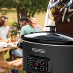 BLACK+DECKER 7-Quart Slow Cooker, SCD4007, Chalkboard Exterior, Locking Lid, 3 Heat Settings, Removable Stoneware Crock
