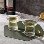 Lysenn Stemless Margarita Glasses Set of 4 - Elegant Vertical Stripes Cocktail Glasses – Premium Hand Blown Glassware for Martini and Mixed Drinks – 10 oz Gold Rim
