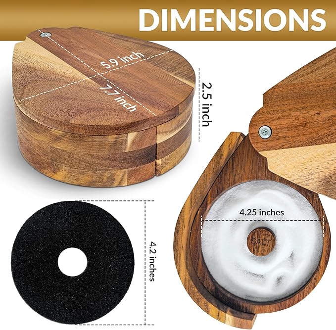 Margarita Salt Rimmer Set for Cocktails | 3 Tier Acacia Wood Glass Rimmer for Salt/Sugar/Lime Seasoning for Bloody Mary, Tequila | Drink Accessories for Bar (With Sponges)