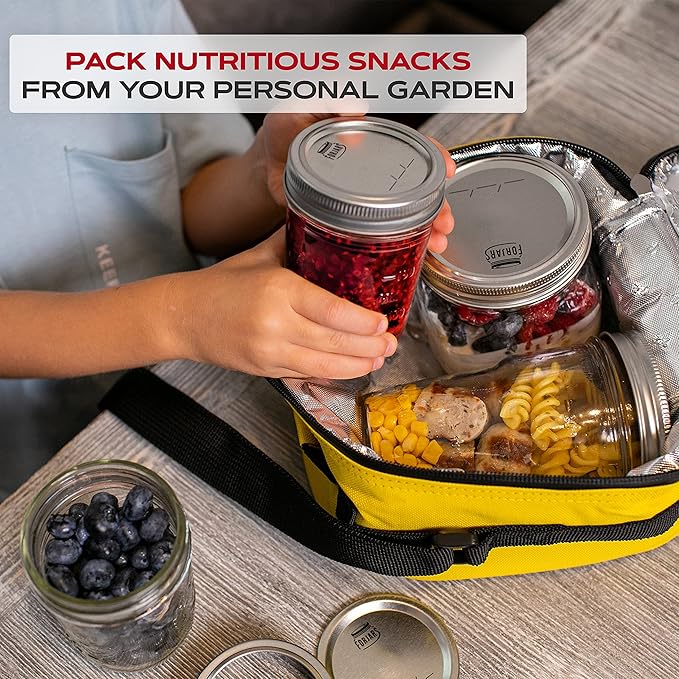 FORJARS - Canning Lids Regular Mouth, 100-Pack – Create Airtight Seals on Mason Jars to Preserve Food for Meal Prep & Food Storage – 2.7 In. Steel Lids with Silicone Seals – Canning Supplies