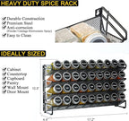 SpaceAid Spice Rack Organizer with 36 Spice Jars, 386 Spice Labels, Chalk Marker and Funnel Set for Cabinet, Countertop, Pantry, Cupboard or Door & Wall Mount - 36 Jars, 17.2" W × 10.8" H, Black