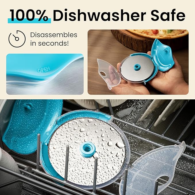 Kitchy Pizza Cutter Wheel with Protective Blade Cover, Ergonomic Pizza Slicer (Blue)