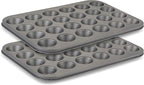 husMait Premium Quality Mini-Muffin Pan, Baking Sheet, and Cooling Rack. For Baking Mini Cupcakes, Muffins, Bite Size Tarts, Cookies. Non-Stick, Dishwasher Safe, Oven Safe (Set of 2 Muffin Pan)