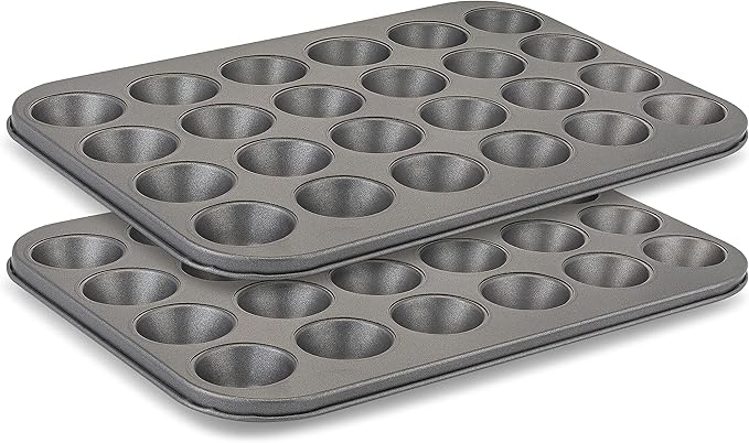husMait Premium Quality Mini-Muffin Pan, Baking Sheet, and Cooling Rack. For Baking Mini Cupcakes, Muffins, Bite Size Tarts, Cookies. Non-Stick, Dishwasher Safe, Oven Safe (Set of 2 Muffin Pan)