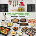 NutriChef 42-Piece Ultimate Nonstick Bakeware Set - Carbon Steel Baking Pans, Everyday Baking Tools, Oven Mitts, & More - Ideal for Baking Delicious Savory & Sweet Treats - Complete Set for Bakers
