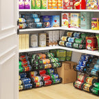 2-Tier Stackable Can Organizer for Pantry Shelves, 2 Pack Soda Can Organizer with 4 Adjustable Dividers, Kitchen Can Storage Organizer, Wire Drink Organizer, Metal Can Dispenser for Cabinets Shelf