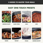 GreenPan Elite 8-in-1 Programmable 6QT Electric Slow Cooker, Dishwasher Safe Lid & Removable Crock, PFAS-Free Healthy Ceramic Nonstick Multi-Cooker, Sear, Sauté, Brown, Steam Basket, Roast, Gold