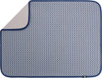 S&T INC. Dish Drying Mat XL, 18” x 24”, Absorbent Microfiber Kitchen Counter Mat, Dish Drying Pad for Dishes, Utensils, Pots and Pans, Extra Large, Blue Stockinette
