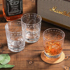 Joeyan Hand Blown Etched Drinking Glasses,Clear Water Glass Cups with Floral Pattern,Aesthetic Tumblers Glassware Set for Beverages Juice Cocktail Whiskey,9 oz,Set of 4,Dishwasher Safe