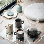 LINE+ARC Extra Thick Silicone Coasters (As Seen in NYTimes WireCutter) Waterproof Anti-Stain Heat-Safe Dishwasher-Safe Degrē Coasters (Set of 6, Indigo Wash) Outdoor Rubber Mid-Century Modern