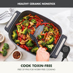 GreenPan Advanced 12” X 15” Electric Skillet with Lid, 7QT Capacity for Family Meals, Healthy Ceramic Nonstick PFAS-Free Coating, Fry, Sauté, Steam, Simmer, Sear, Stir Fry, Dishwasher Safe, Graphite