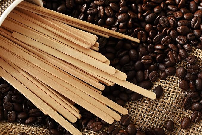 Makerstep Birch Wood Coffee Stirrers, 7 Inch Coffee Stir Sticks (1000 Pack) Eco-friendly, Sturdy Wooden Sticks. Splinter Free, Round End. Great For Your Coffee Nook