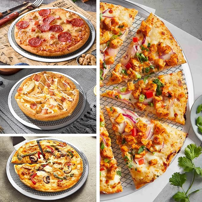 3 Pcs Pizza Screen, 10 Inch Pizza Pan for Oven, Nonstick Pizza Tray for Oven, Dishwasher Safe & Microwave Safe (10inch)