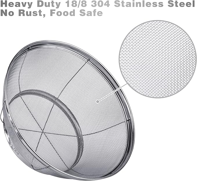 3 Pack Strainers for Kitchen, 18/8 Stainless Steel Colander, Fine Mesh Strainer for Pasta, Rice and Fruit, Sieve for Strain, Drain, Rinse or Steam (5-Quart, 4-Quart and 3-Quart)
