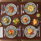 vancasso 12 Pieces Dinnerware Sets, Yellow Plates and Bowls Set, Porcelain Dishes Set for 4, Microwave and Dishwasher Safe, Scratch Resistant, Bohemian Style Dining Ware Service for 4, Series SIMI