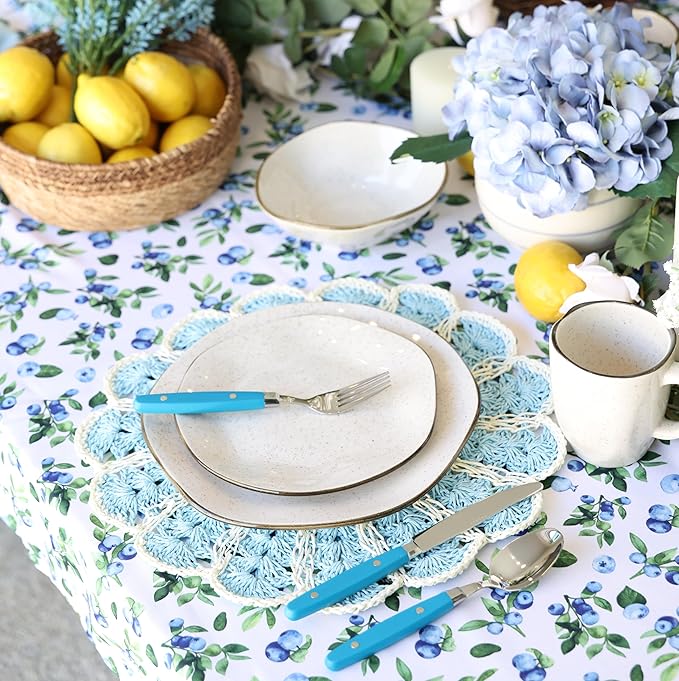 ANNOVA Silverware Set, Retro/Rivet Colorful Stainless Steel Tableware Kitchen Flatware Set Utensils, Includes Dinner Knives, Forks, Spoons, Salad Forks & Dessert Spoons (Blue, 20 Pieces)