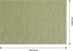 Leetaltree Pea Green Placemats Set of 12 - Heat Resistant Non-Slip Place mats for Dining Table, Washable Durable PVC Vinyl Woven Table Mats（Pea Green, 12）