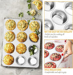 E-far Muffin Pan 12-Cup, Stainless Steel Cupcake Pan Metal Muffin Baking Tins for Oven, Regular Size & Easy Clean, Non-toxic & Dishwasher Safe