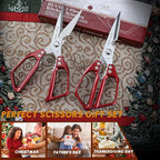 Huusk Kitchen Scissors Set Red - Japanese Kitchen Shears, Heavy Duty Poultry Shears, Sharp Meat Scissors for Food, Chicken Bones, and Turkey, Christmas Gifts for Women Men
