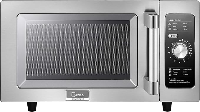 Midea Equipment 1025F0A Countertop Commercial Microwave Oven with Dial, 1000W, Stainless Steel, .9 CuFt