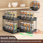 Pull Out Spice Rack Organizer for Cabinet, 3 Packs Slide Out Spice Racks Organizer, Spice Cabinet Organizers, Cabinet Size Need:12'' Highx11'' Deepx5'' Wide,Each Tier Hold 10 Spice Jar - 2 Tier, Black