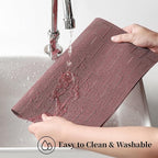 Leetaltree Burgundy Placemats Set of 6 - Heat Resistant Non-Slip Place mats for Dining Table, Washable Durable PVC Vinyl Woven Table Mats（Burgundy, 6）