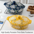 Ceramic Casserole Dish With Lid, Casserole Dishes for Oven, Baking Dish Lasagna Pans For Cooking, Oval Baking Pan, Dutch Oven, Perfect for Bread Baking and Serving, Housewarming, Christmas - Yellow