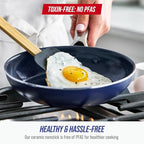 Blue Diamond 20 Piece Nonstick Cookware Set, Diamond Ceramic Pots & Pans, Dishwasher & Metal Utensil Safe, Non Toxic PFAS-Free, Kitchen Cooking Sauce & Saute Pans, Oven & Broiler to 600F, Blue