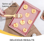 HONGBAKE Baking Sheet Pan Set, Cookie Sheets for Oven, Nonstick Half/Quarter/Jelly Roll Pans with Diamond Texture Pattern, Heavy Duty Cookie Tray, Pink