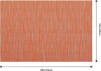 Leetaltree Orange Placemats Set of 8 - Heat Resistant Non-Slip Place mats for Dining Table, Washable Durable PVC Vinyl Woven Table Mats（Orange, 8）