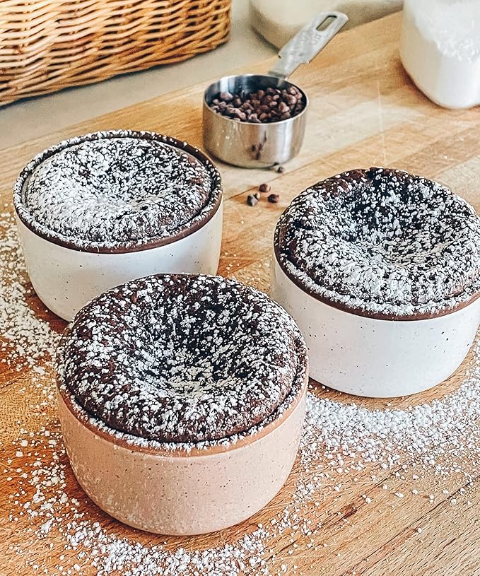 Mora 6oz Ceramic Ramekins, Set of 6 - Oven Safe Baking Dishes for Pudding, Creme Brulee, Souffle, Dip, Custard, Ice Cream
