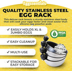 Eggssentials Egg Poacher Insert Stainless Steel Poached Egg Cooker Eggs Poaching Cup PFOA Free Egg Poachers Nonstick, 7.25" Rack Compatible with Current Cookware, Skillets & Instant Pots